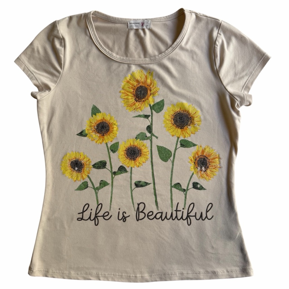 Girls Beautees Sunflower Graphic Tee